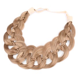 Diguan Diadema Trenzada De Pelo Sintético Con Trenza Fina Y Hueca Para Mujer (Rubio Oscuro, Ancha) Rubio Oscuro 1 Unidad (Paquete De 1)