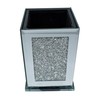 Crushed Diamond Silver Sparkle Square Flower Pot Vase with Floral