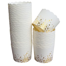 BAKE-IN-CUP 50-Pack Paper Baking Cups, Greaseproof Disposable Cupcake Muffin Liners (Large, Gold Confetti