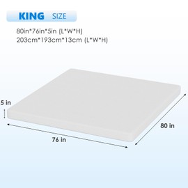 FDW 5 Inch King Green Tea Cooling Gel Memory Foam Mattress/Medium-Firm Mattress for Pressure Relief for Kid Adults/CertiPUR-US Certified/Mattress in a Box, King