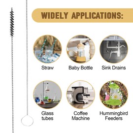 Milk Foamer Hose Brush, Pipe Cleaner Brush Ideal for Espresso & Coffee Machine Attachments, Cleaning Glass Pipes, Baby Bottles, Straws & More - Nylon Bristles with Flexible Handles, 12-1/2 Inches