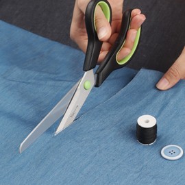 Vutyvve Scissors Stainless Steel Blades Soft Grip for Home School Office Black and Green 4