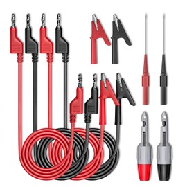 Cleqee Banana Plug Crocodile Clip Test Leads Kit with Wire Piercing Probes Crocodile Clips 10 Pieces Test Cable Wire Set for Multimeter Electrical Testing Red & Black