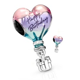 CINKOLA 925 Sterling Silver Airplane Passport Bead Charm for PanDra Charms Bracelets for Woman 5A Cubic Zirconias travel Beads (Happy Birthday)