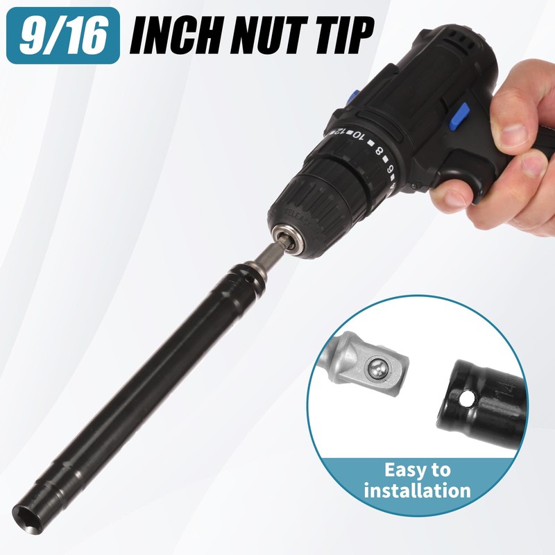 Nut Driver 9/16inch Nut Runner Hollow Socket with 1/2inch Connecting