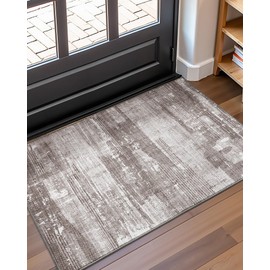 Color&Geometry Thin Indoor Door Mat TPE Non Slip Backing Dirt Trapper, 24"x36"(Fold), Low Profile Front Door Mat, Entry Rugs for Inside Entryway, Entrance, Easy Clean, Wood Whisper
