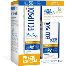 Pack Eclipsol Ultra FPS 50+ | Protector Solar Facial y Corporal para Toda la Familia | Hipoalergénico, Resistente al Agua, Textura Ligera | 125 g + 60 g