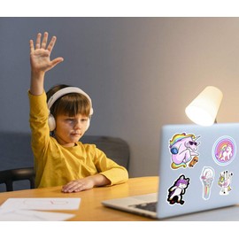 RORANIC Cute Unicorn Stickers for Girls,50Pcs Reusable Matte Waterproof Vinyl Unicorn Sticker for Water Bottles,Colorful Aesthetic Rainbow Unicorn Stickers for Cups,Flask,Laptop,Phone,Bike,Skateboard