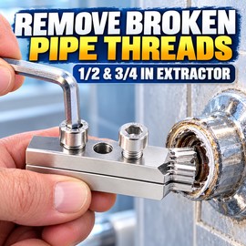 1/2-Inch & 3/4-Inch Broken Pipe Thread Extractor with Adjustable Dual Screw Design and Hex Key