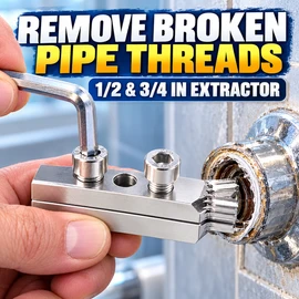 1/2-Inch & 3/4-Inch Broken Pipe Thread Extractor with Adjustable Dual Screw Design and Hex Key