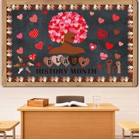 66Pcs Black History Month Bulletin Board Decorations Heart African American Inspirational Freedom Day Happy Juneteenth Posters Bulletin Borders Cutouts for Classroom School Home Library Office Window