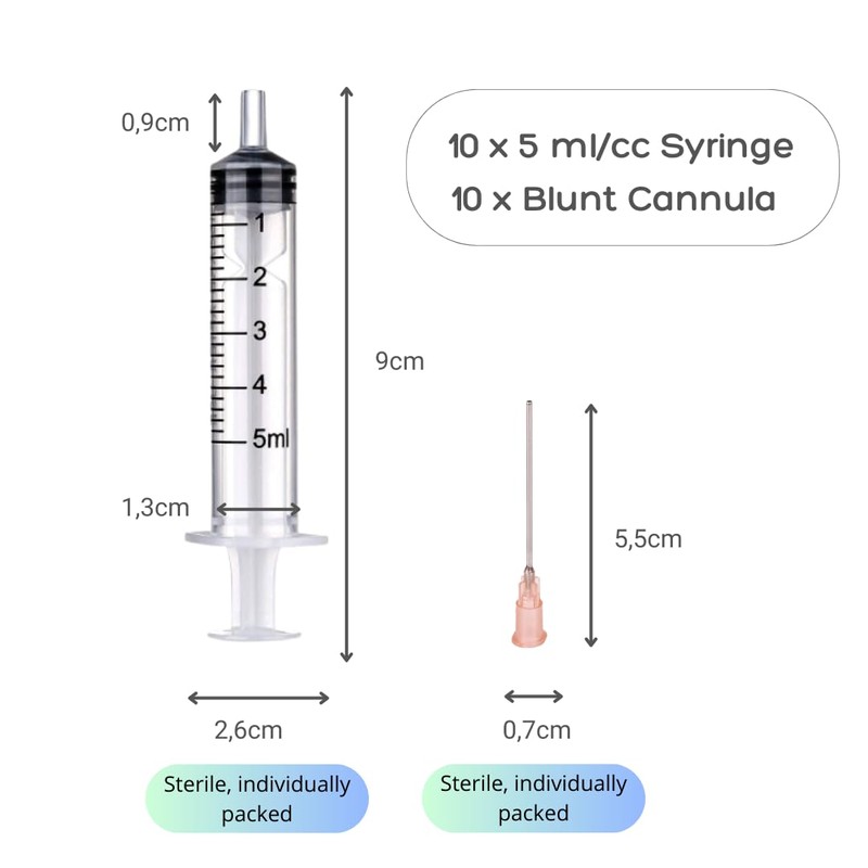 Pack of 10 x 5 ml syringe and 10 x