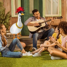 yoostooper Cool Punk Goose Outfit Set, Sunglasses, Gold Chain & Red Wig Accessory Set for 23" 17" Plastic/Cement Lawn Goose Statues, Punk Festival Outdoor Yard, Patio & Pathway Decor(Punk red Hair)