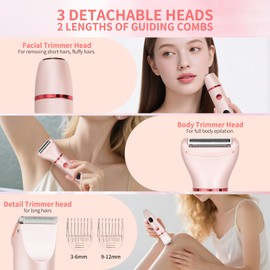 Cozary Damenrasierer Elektrisch 3-in-1, Bikini Trimmer für Körper Scham und Nase, Intimrasierer für Frauen Wasserdicht, Nass- und Trockengebrauch, Wiederaufladbarer Trimmer Damen, LCD-Display