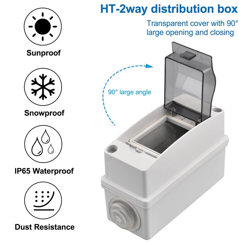 Pack of 2 Surface-Mounted Fuse Boxes, Small Distribution Box, IP65-1