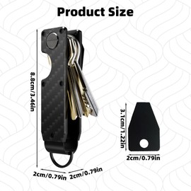 Leseogye Key Organiser, Portable Metal Key Organiser Keyring, Minimalist Smart Key Holder for 2-6 Keys(Carbon Fiber)