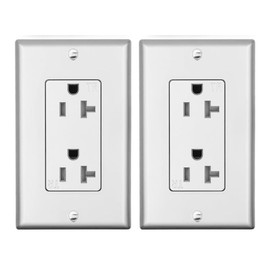 Micmi Decorator Receptacle Outlet, Tamper Resistant, Decorative Electrical Receptacle Outlet, 20Amp 125Volt, Grounding with Wall Plate UL Listed (2Pack, Silver, 20 Amp Outlet)
