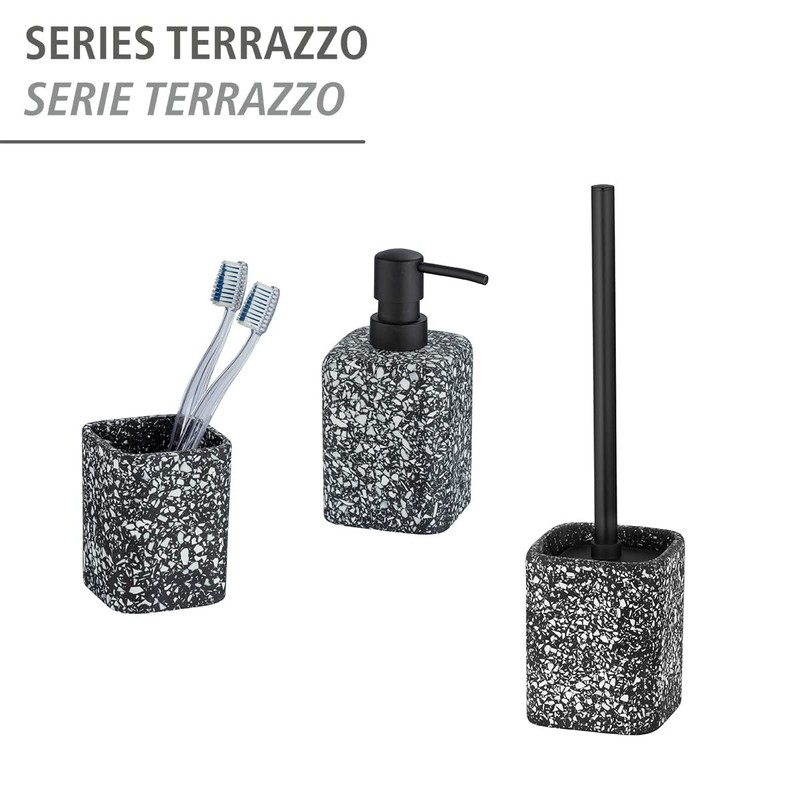 Terrazzo Toilet Brush Set Black