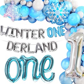Roaring Good Time Winter Onederland 1st Birthday Decoration Snowflake First Birthday Party Backdrop Penguins Number Foil 1 Balloons for Winter First Birthday Party