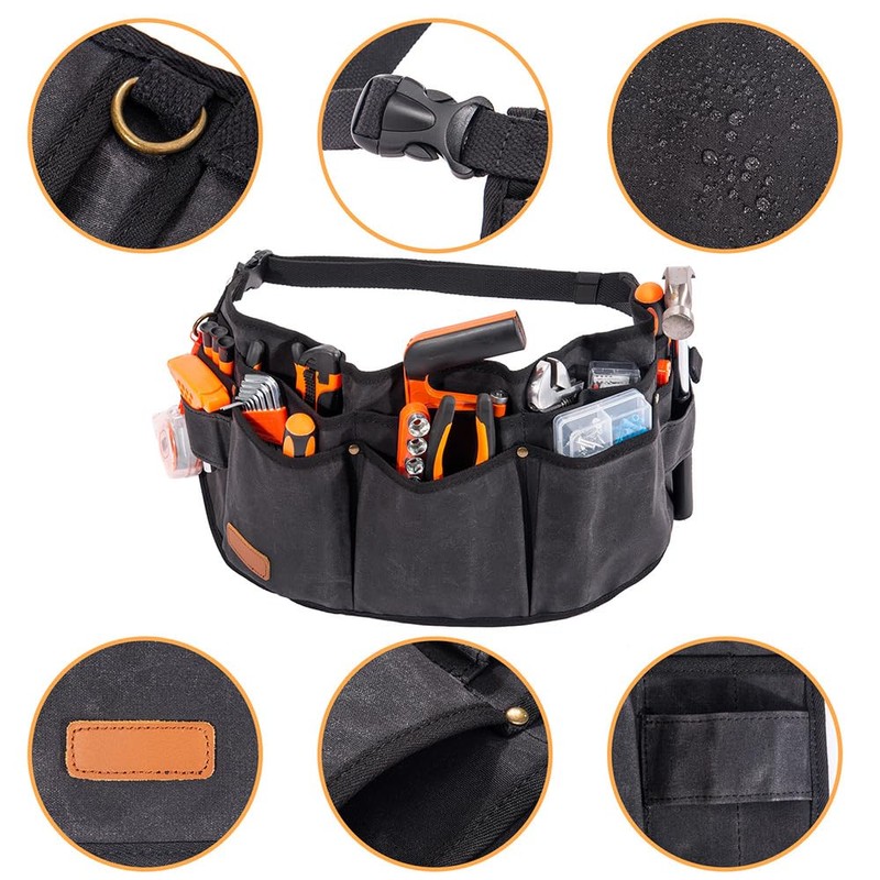 Tool Waist Apron, Heavy Duty Waxed Canvas Tool Belt, Waist