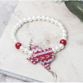 Texas Map with Crystals Bracelet Stretchable - Texas Map Aztec with Crystals