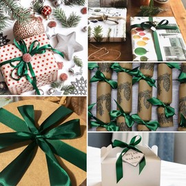 Satin Ribbons Dark Green 40 mm Wide, 23 Metres Gift Ribbon for Gift Wrapping, DIY Crafts, Bouquets, Sewing Projects, Bow Making, Birthday and Wedding Decorations