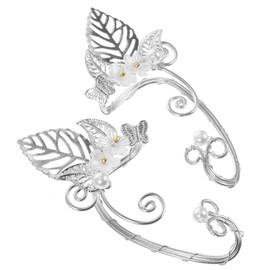 Baluue Non Pierced Ear with Imitation Pearls Flower Clip Earrings for Women Teen for Cosplay Parties Special Occasions