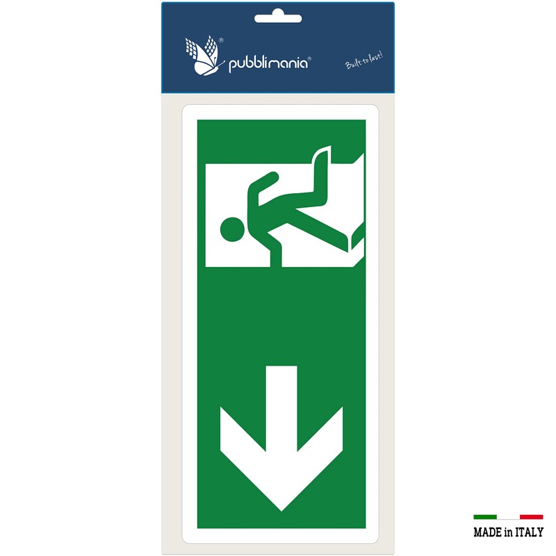 pubblimania Pack of 4 Emergency Exit Left PVC Stickers Robust