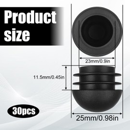 30 Pieces Rubber Chair Leg Caps Outdoor Furniture Feet Cap Patio Chair Leg Caps for Metal Chairs 1 Inch Round Black Chairs Legs Inserts Plugs Tube Inserts Glide Furniture Protectors for Feet, Black