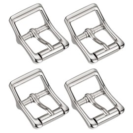 sourcing map Metal Roller Buckle, 4Pcs 1 Inch Single Prong Belt Buckle Square Center Bar Buckles for Leather Craft Accessories, Silver