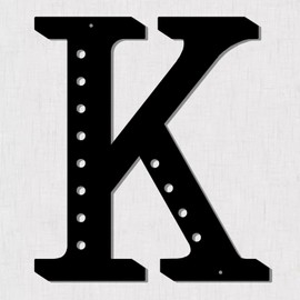 Resama 11'' Black Metal Letters for Wall Decor, Visual 3D Large Alphabet, Decorative Farmhouse Hanging Letter Sign for Living Room Bedroom Office Home Party (K)