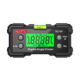 NJTY Digital Inclinometer with Backlit Display, ±0.3° Accuracy, Dual Magnetic Base, Absolute/Relative Measurement, Hold Function, for Construction, Woodworking & Machinery Alignment