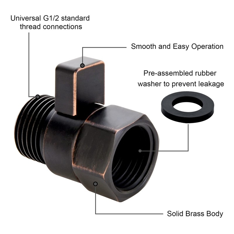 BRIGHT SHOWERS Water Flow Control Valve, Brass Shower Head Water