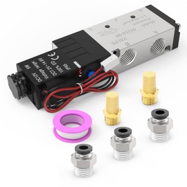 EterMutable 4V210-08 5-Way/2-Position Electric Solenoid Valve 1/4"NPT – Pilot-Operated DC12V, Aluminum Body with Outlet Wire