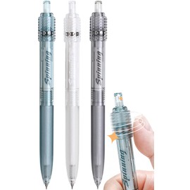 Archic Retractable Rotary Ballpoint Pens Black Gel Ink Pack of 3 (Green White Grey)