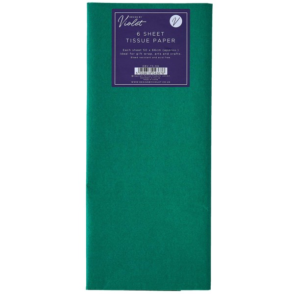 Design by Violet Partisan Tissue Paper 6 Sheets, Dark Green,