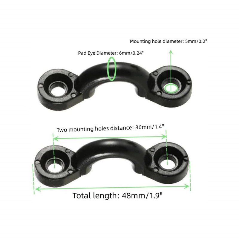 UPEYXDQR 10Pcs Kayak Pad Eye Kit, Nylon Bungee Deck Loops