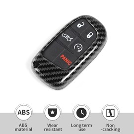 Linskip 5 Buttons Key Fob Cover Compatible with Chrysler 200 300 & Dodge RAM Durango Charger Challenger Journey Dart & Jeep, 300 Accessories(carbon fiber)