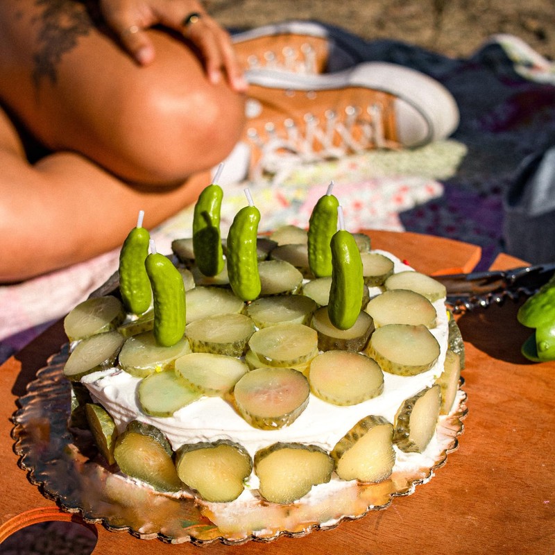 Genuine Fred Pickle Party Candles Set of 6 Quirky Pickle-Shaped