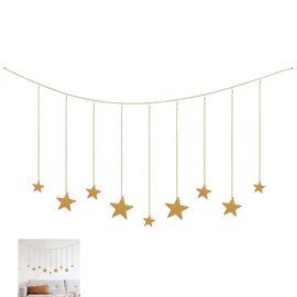 DENGUJD Wooden Star Garland 3D Star Wall Decoration 120x21cm Wall Hanging Decor Room Z Interior Background for Graduation Wedding Birthday Christmas New Year Party Decoration