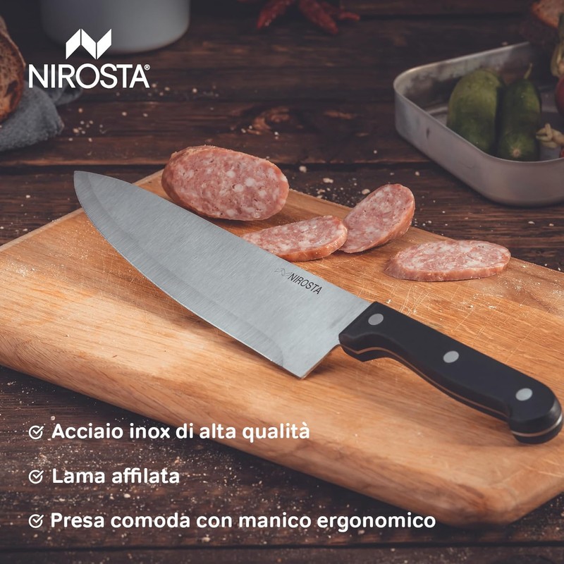 Nirosta Fackelmann Coltello da Cucina Lama Larga, Acciaio, Argento