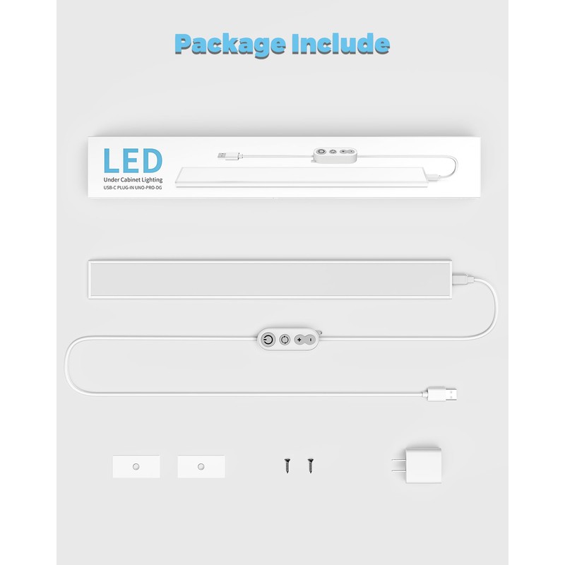 ASOKO Plug-in Under Desk Light, 16Inch LED Workbench Lights with