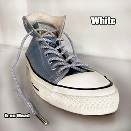 VASGO Sport Round Shoe Laces Reflective for Boots 10 Different Lengths Thick 12 Colors (51inch/130cm, White)