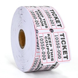 L LIKED Raffle Tickets Double Rolls 1000 Per Roll 50/53 Raffle Tickets for Events,Carnivals, Entry, Class Reward, Prizes(White)