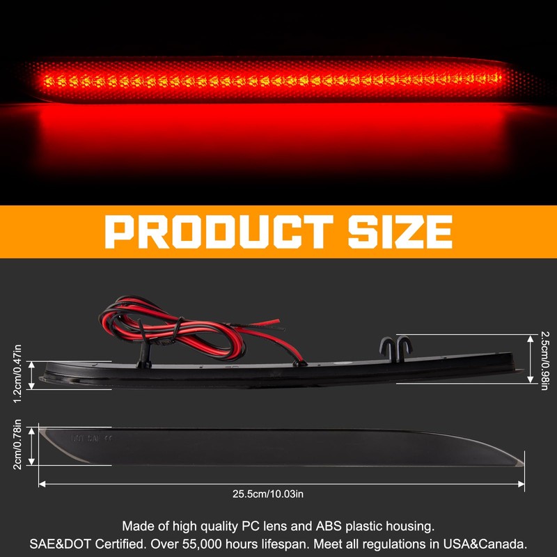 Gempro Rear Bumper Reflector Lights for Ford Mustang 2015-2017 Led