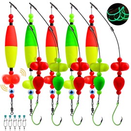 Catfish Rig Fishing Rigs - Catfishing Tackle Bank Fishing Floats Santee Cooper Rigs with Rattler Beads Snaps Circle Hooks Rig Kit Catfishing Rigs 5pcs/Set 6/0