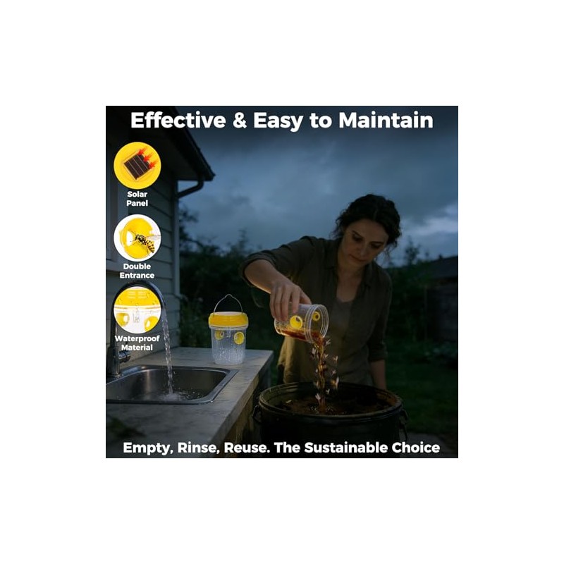 2 Pack Solar Wasp Traps - Effective Outdoor Insect Control