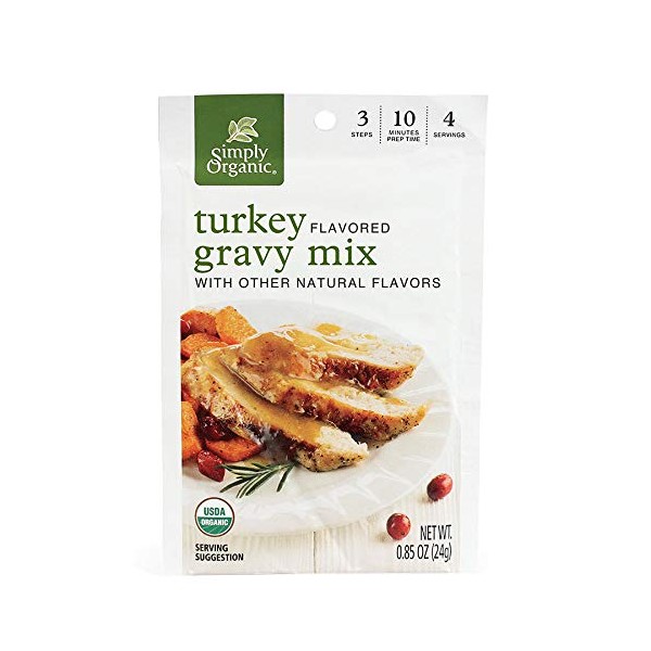 Simply Organic Roasted Turkey Flavored Gravy Mix, Certified Organic, Gluten-Free | 0.85 oz | Pack of 4