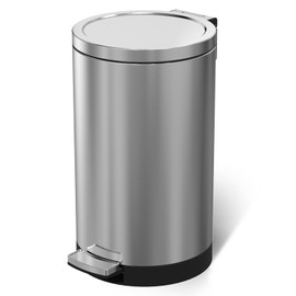 SIMPLYKLEEN Trash Can with Lid - 30 Liter/8 Gallon Round Stainless Steel Trash Can with Odor Protection Kitchen Garbage Cans with Soft-Close Foot Pedal Step Bin for Bathroom Home Kitchen Office