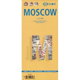 Moscow, Moskau, Borch Map: Moscow Centre, Kremlin, Greater Moscow: Einzelkarten: Moskau Zentrum 1:15 000, Kreml 1:7 500, Großraum Moskau 1:100 000, Metro Moskau, Russia administrative & time zones